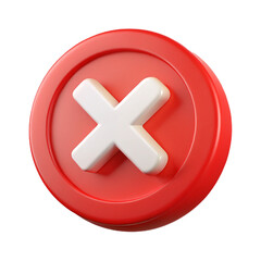 Fototapeta premium Red circle with white cross symbol illustrating rejection error or cancelation sign
