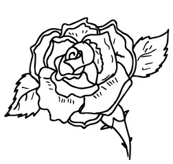 Cute cartoon hand drawn vector rose flower outline.