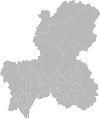 Gifu, Japan – administrative vector map with municipality boundaries (Web Mercator projection, PPT-compatible & fully editable)