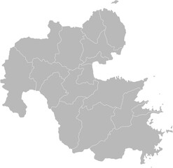 Fototapeta premium Oita, Japan – administrative vector map with municipality boundaries (Web Mercator projection, PPT-compatible & fully editable)