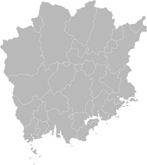 Okayama, Japan – administrative vector map with municipality boundaries (Web Mercator projection, PPT-compatible & fully editable)