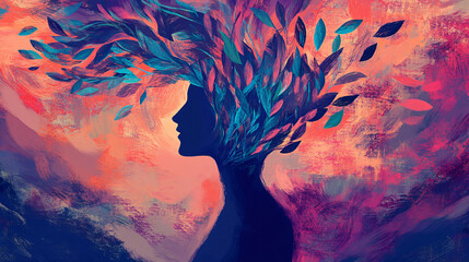 Artistic depiction of mental health awareness and support.