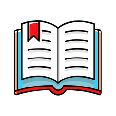 Open book with bookmark for reading or education.