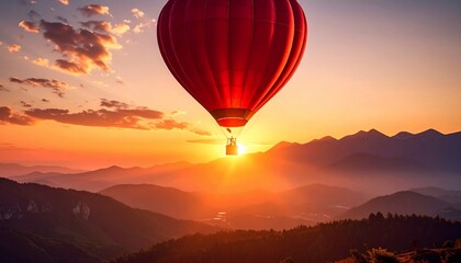 Sunrise Hot Air Balloon Ride Over Majestic Mountains