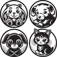 Here's a black and white wild cat animal tattoo illustration design