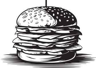 Multi Patties Burger Vector