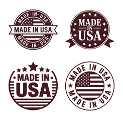 Four vintage made in usa label designs