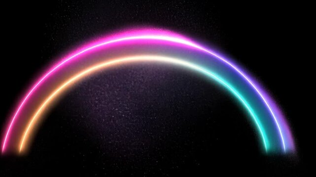Neon rainbow arc with cosmic dust