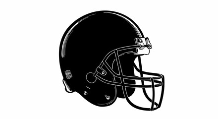 Naklejka premium Black football helmet in a minimalist design on a white background 