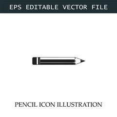 Pencil Icon Black and White Vector Design Image Illustration

