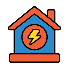 House struck by lightning, dramatic home interior image for themes of danger, unexpected events, or power of nature illustration.