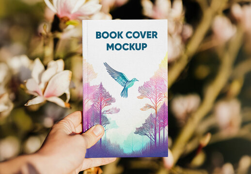 Vertical Book in Hand Mockup