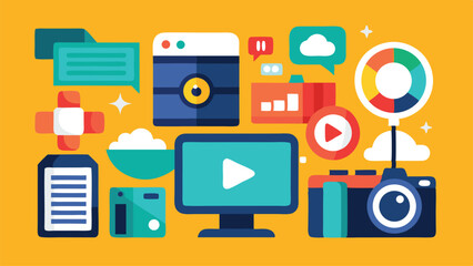 Colorful Flat Design Illustration of Social Media Marketing and Communication Concepts