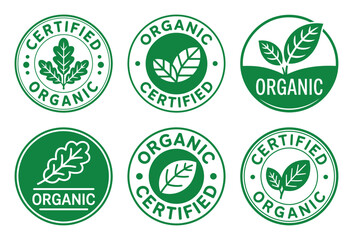 Six green organic certified labels set