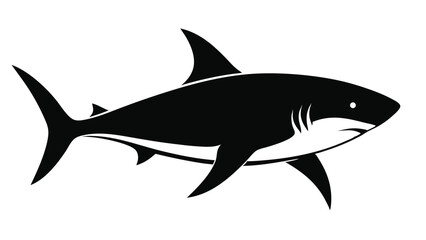 Obraz premium Stylized Black and White Illustration of a Great White Shark Swimming
