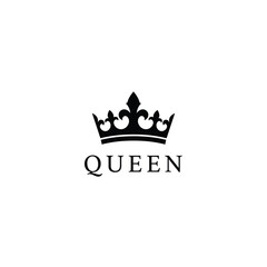 Elegant Queen Crown with Bold Typography in Black and White Design