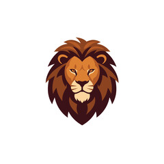 Lion Head Vector Illustration with Brown Mane on a White Background