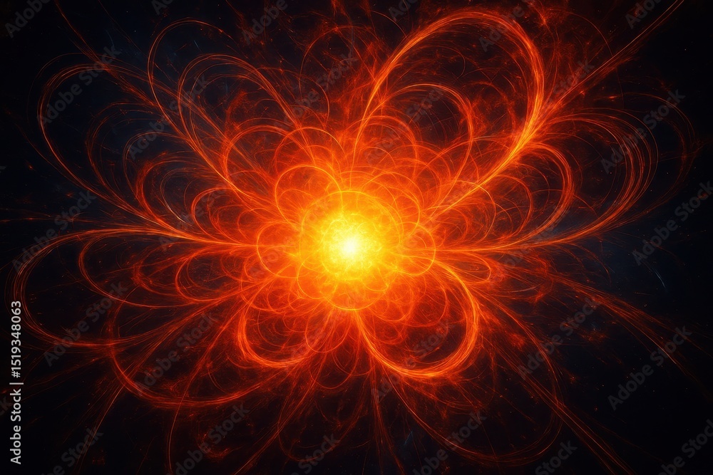Poster thermonuclear reactor concept illustrating fusion energy generation and plasma dynamics in a control