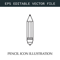 Pencil Icon Black and White Vector Design Image Illustration