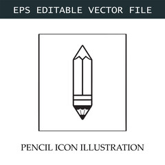 Pencil Icon Black and White Vector Design Image Illustration
