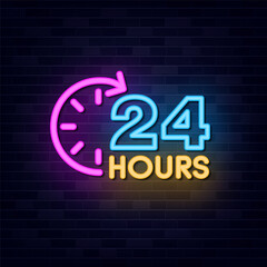 Neon 24 Hours Clock Sign