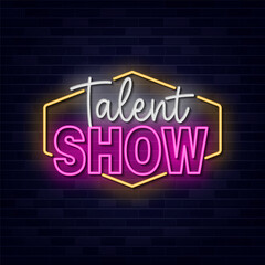 Neon Talent Show Sign Vector