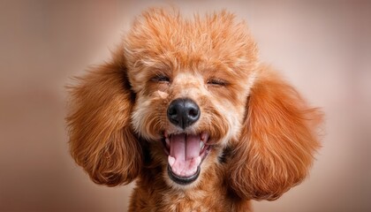 Playful Poodle Portrait Radiating Joy in a Fluffy, Vibrant Frame A Heartwarming Snapshot of Canine Happiness and Exuberance