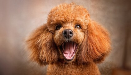 Laughing Poodles Portrait Joy in Fur Radiates Contagious Smile and Fluffy Textures in a Vibrant Spring Scene