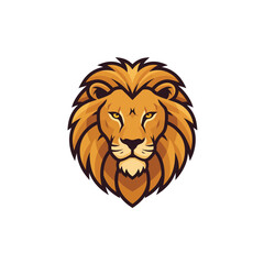 Lion Head Mascot Logo Illustration with Detailed Mane and Intense Gaze