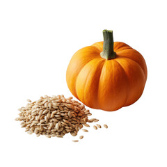 Mini pumpkin and seeds isolated on transparent background