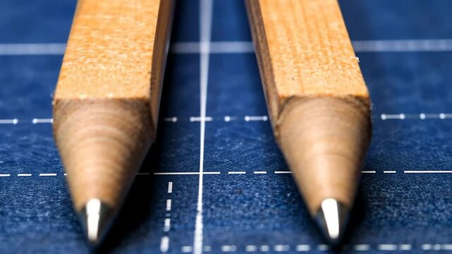 Wooden compass points on blue graph paper
