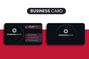 Modern Black Red Business Card Template with Minimal Design