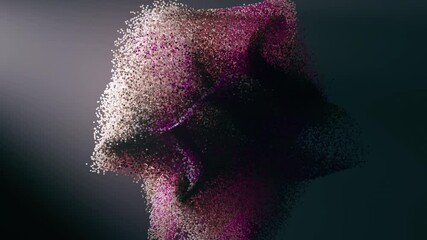 Dynamic swirling particles. 3D animation of abstract particle flow in motion. abstract particle motion design. Pink and white particle cloud - Powered by Adobe
