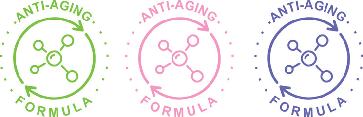 Anti-Aging Formula  Skincare Label Icon for Beauty and Cosmetic Packaging Design