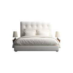 Obraz premium Modern white bed with lamps 3d rendered Isolated on transparent background