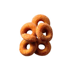 Cinnamon sugar donuts, stacked 3d rendered Isolated on transparent background