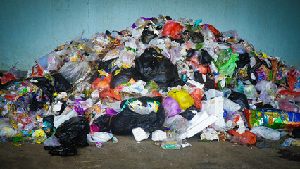 Indoor Pile of Unsorted Municipal Solid Waste