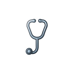Silver stethoscope icon 3d rendered Isolated on transparent background