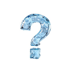 Ice question mark symbol frozen crystal design 3d art on transparent background