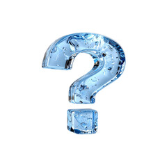 Stunning ice question mark symbol 3d render abstract on transparent background