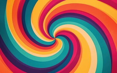 A vibrant retro spiral bursts with colorful bands, creating a dynamic and hypnotic visual that evokes energy and nostalgia