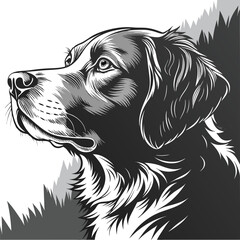 Majestic Golden Retriever Head Profile Art & Stencil