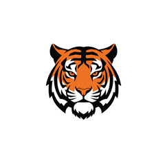 Tiger Head Vector Illustration with Detailed Stripes and Intense Yellow Eyes