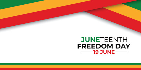 Juneteenth Square Banner with Pan African Flag Text on Orange Background. Juneteenth Freedom Day Typography Banner Vector