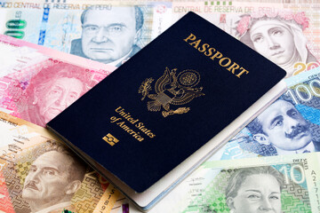 American passport on Peruvian money