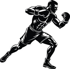Naklejka premium Clean, Dynamic Fighter Boxer Silhouette Vector: Bold Minimalist Design for Modern Sports