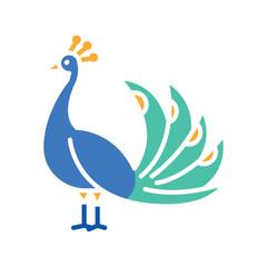 Peacock color flat icon for digital and print projects.