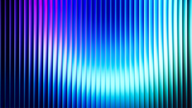 Futuristic neon texture with vibrant shades of blue wavy gradient and bright smooth fluted vertical lines. Bold dynamic design blending smooth tones and radiant colors and energy for modern visual art