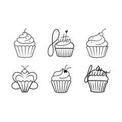 CupcakeFlutter Generative AI Vector & Linocut Silhouette Design &ndash; Unique Digital Art

