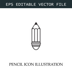 Pencil Icon Black and White Vector Design Image Illustration

